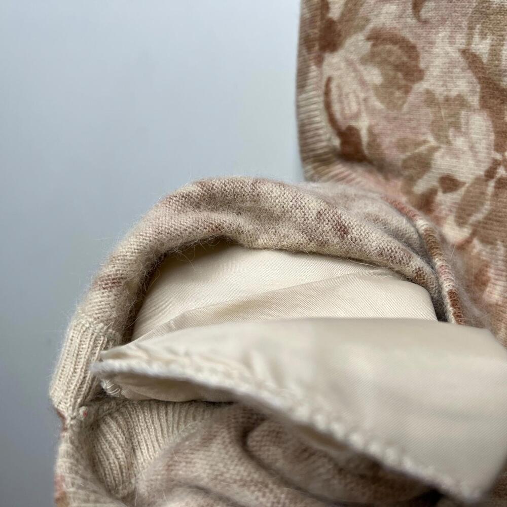 Vintage Christian Dior Womens Knit Sweater Beige Floral Button Angora Wool - Picture 6 of 10